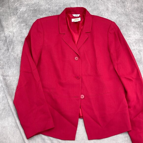 Talbots Skirt Suit 12/40 30Wx21L Red Wool Blend Classic Career 2pc USA VTG - Picture 2 of 16